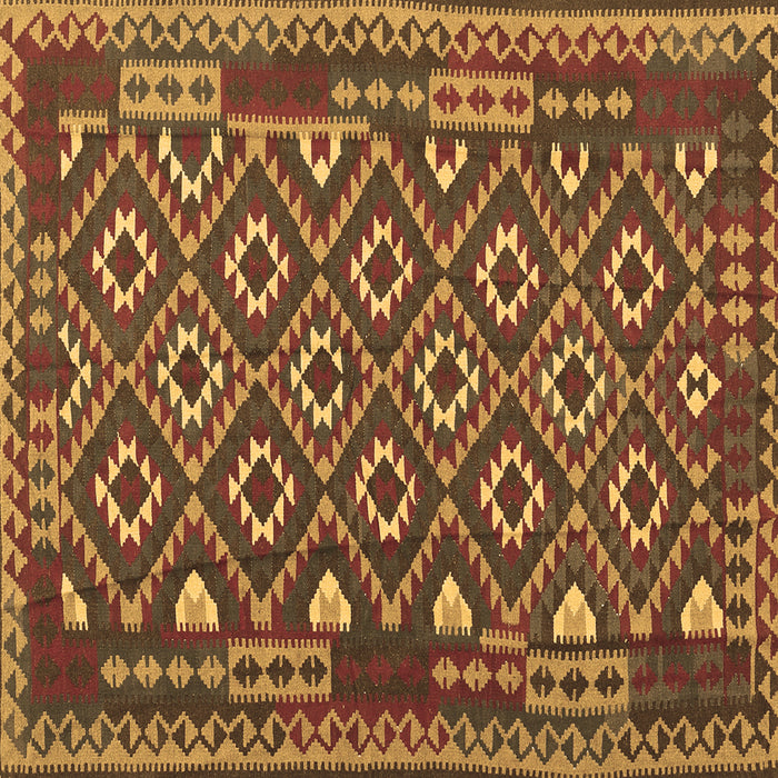 Square Machine Washable Southwestern Brown Country Rug, wshcon1644brn