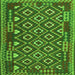 Round Machine Washable Southwestern Green Country Area Rugs, wshcon1644grn