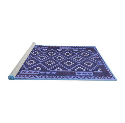 Sideview of Machine Washable Southwestern Blue Country Rug, wshcon1644blu