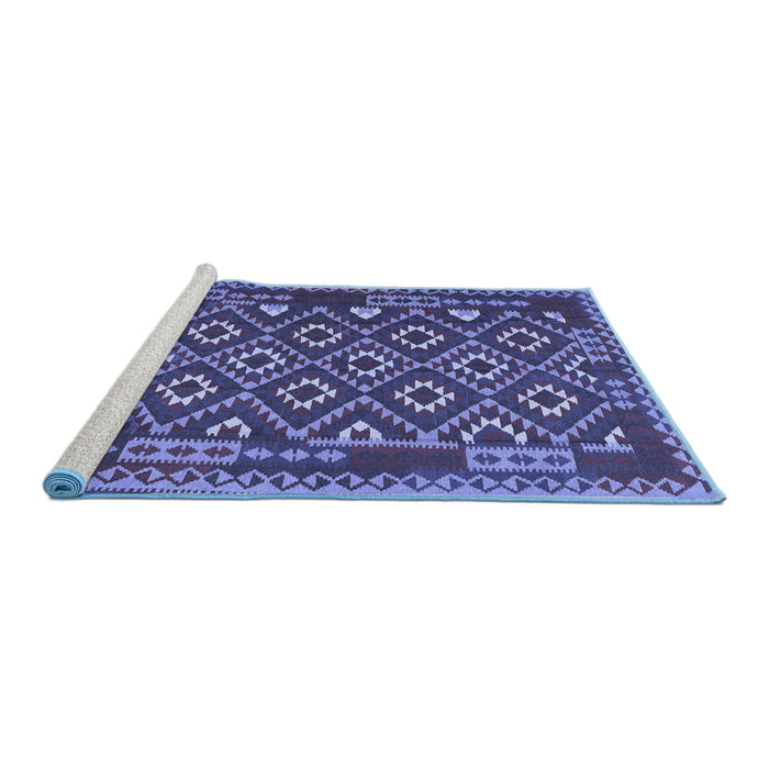 Sideview of Machine Washable Southwestern Blue Country Rug, wshcon1644blu