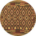 Round Southwestern Brown Country Rug, con1644brn