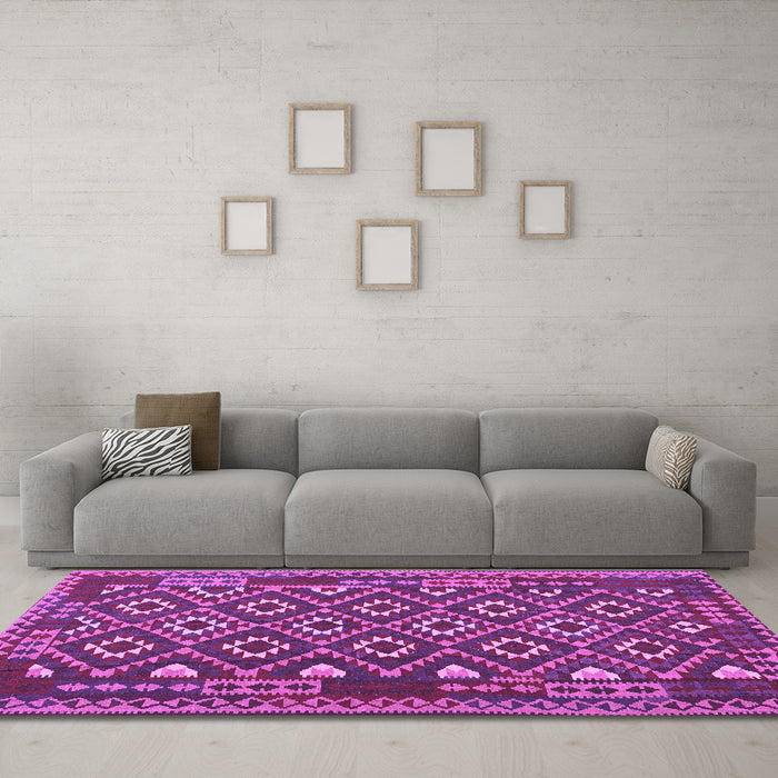Machine Washable Southwestern Purple Country Area Rugs in a Living Room, wshcon1644pur