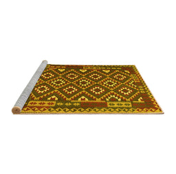 Sideview of Machine Washable Southwestern Yellow Country Rug, wshcon1644yw