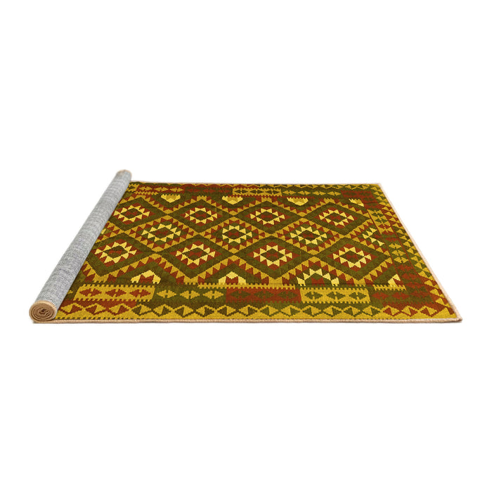 Sideview of Machine Washable Southwestern Yellow Country Rug, wshcon1644yw