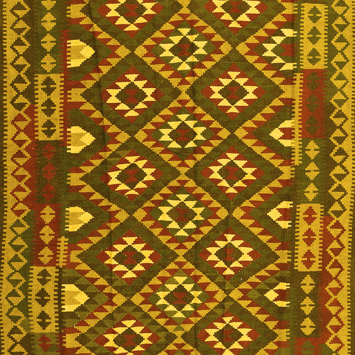 Machine Washable Southwestern Yellow Country Rug, wshcon1644yw