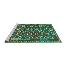 Sideview of Machine Washable Southwestern Turquoise Country Area Rugs, wshcon1644turq