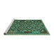 Sideview of Machine Washable Southwestern Turquoise Country Area Rugs, wshcon1644turq