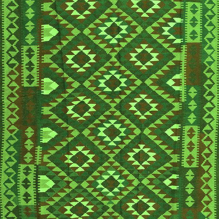 Serging Thickness of Machine Washable Southwestern Green Country Area Rugs, wshcon1644grn