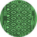 Round Southwestern Emerald Green Country Rug, con1644emgrn