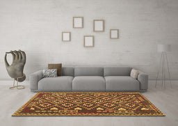 Machine Washable Southwestern Brown Country Rug in a Living Room,, wshcon1644brn