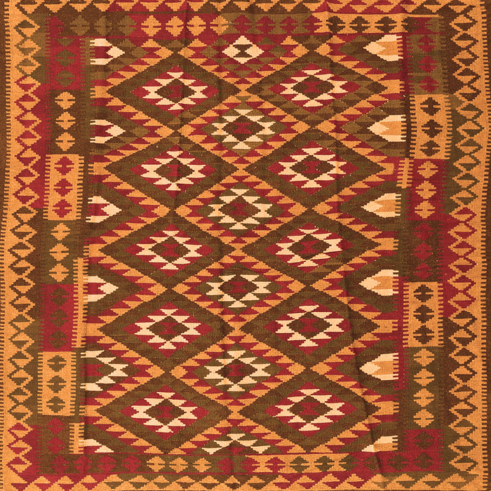 Round Machine Washable Southwestern Orange Country Area Rugs, wshcon1644org
