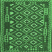 Square Southwestern Emerald Green Country Rug, con1644emgrn