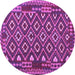 Round Machine Washable Southwestern Purple Country Area Rugs, wshcon1644pur