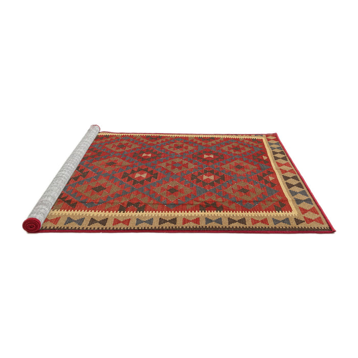 Serging Thickness of Machine Washable Contemporary Red Rug, wshcon1645