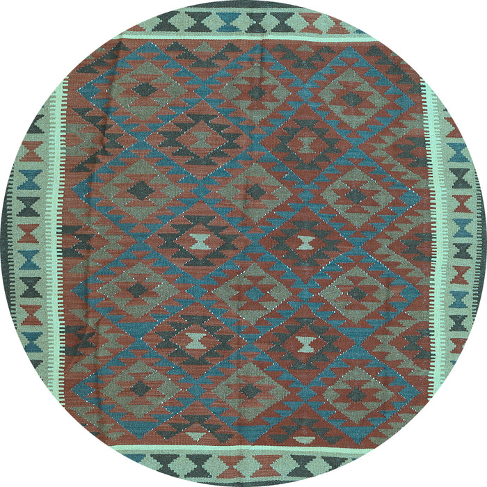 Round Oriental Light Blue Traditional Rug, con1645lblu