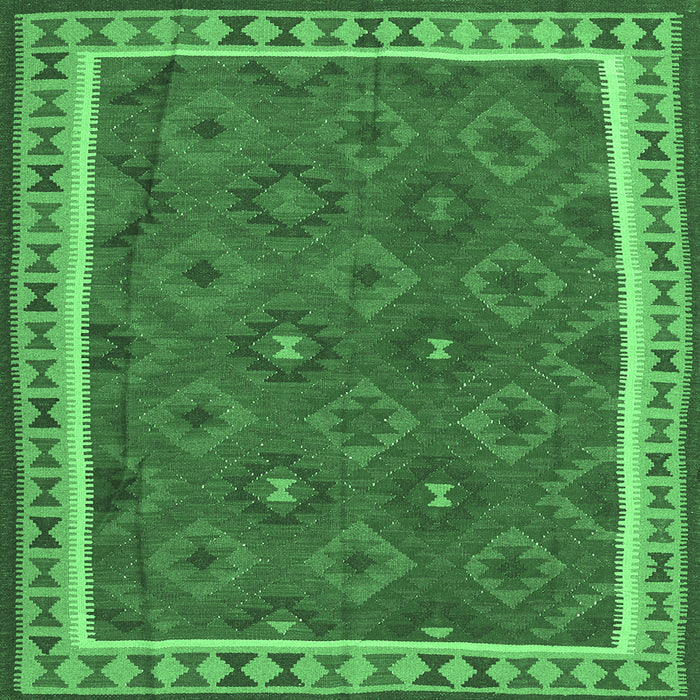 Square Machine Washable Oriental Emerald Green Traditional Area Rugs, wshcon1645emgrn