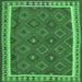 Square Machine Washable Oriental Emerald Green Traditional Area Rugs, wshcon1645emgrn