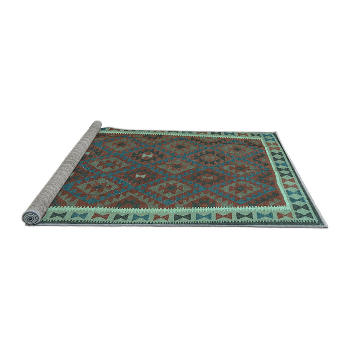Sideview of Machine Washable Oriental Light Blue Traditional Rug, wshcon1645lblu