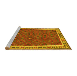 Sideview of Machine Washable Oriental Yellow Traditional Rug, wshcon1645yw