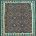 Square Machine Washable Oriental Light Blue Traditional Rug, wshcon1645lblu