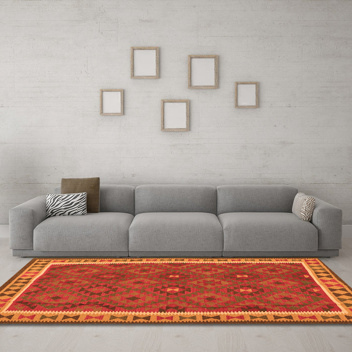 Machine Washable Oriental Orange Traditional Area Rugs in a Living Room, wshcon1645org