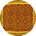 Round Machine Washable Oriental Yellow Traditional Rug, wshcon1645yw