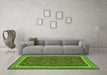 Machine Washable Oriental Green Traditional Area Rugs in a Living Room,, wshcon1645grn