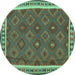 Round Oriental Turquoise Traditional Rug, con1645turq