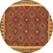 Round Machine Washable Oriental Brown Traditional Rug, wshcon1645brn