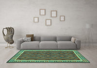 Machine Washable Oriental Turquoise Traditional Rug, wshcon1645turq