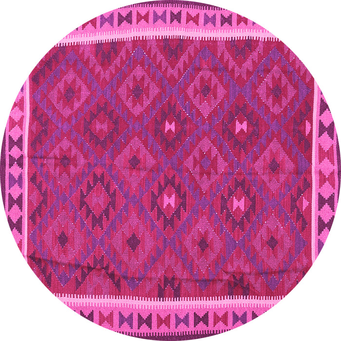 Round Machine Washable Oriental Pink Traditional Rug, wshcon1645pnk