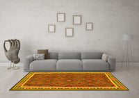 Machine Washable Oriental Yellow Traditional Rug, wshcon1645yw