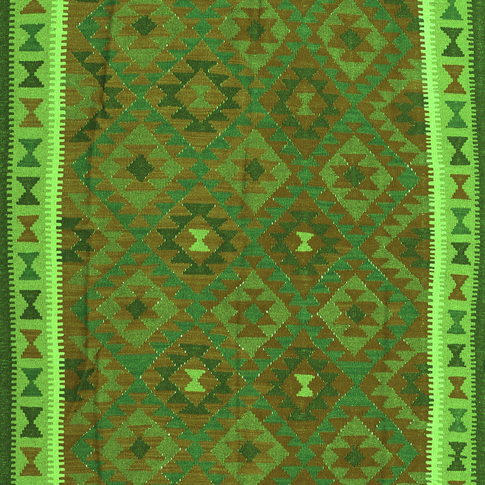 Serging Thickness of Machine Washable Oriental Green Traditional Area Rugs, wshcon1645grn