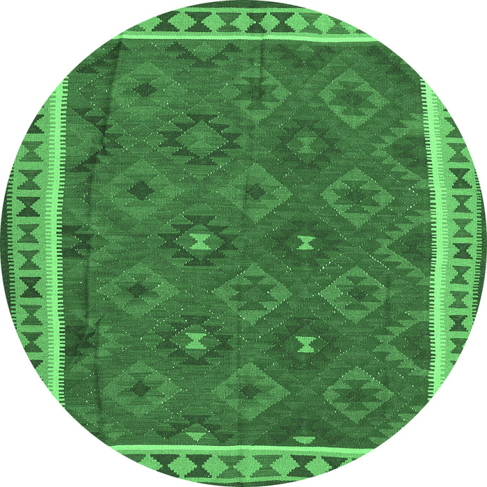 Round Oriental Emerald Green Traditional Rug, con1645emgrn