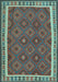 Machine Washable Oriental Light Blue Traditional Rug, wshcon1645lblu