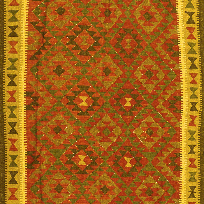 Machine Washable Oriental Yellow Traditional Rug, wshcon1645yw