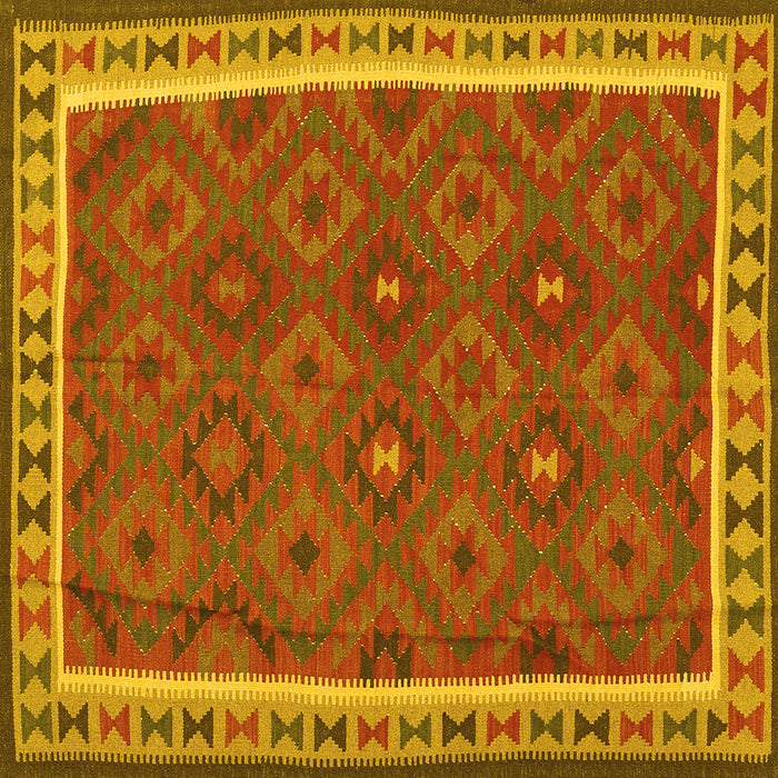 Square Machine Washable Oriental Yellow Traditional Rug, wshcon1645yw