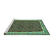 Sideview of Machine Washable Oriental Turquoise Traditional Area Rugs, wshcon1645turq