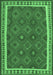 Machine Washable Oriental Emerald Green Traditional Area Rugs, wshcon1645emgrn