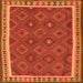 Round Machine Washable Oriental Orange Traditional Area Rugs, wshcon1645org