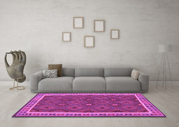 Machine Washable Oriental Purple Traditional Area Rugs in a Living Room, wshcon1645pur