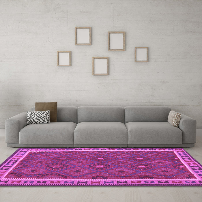 Machine Washable Oriental Purple Traditional Area Rugs in a Living Room, wshcon1645pur