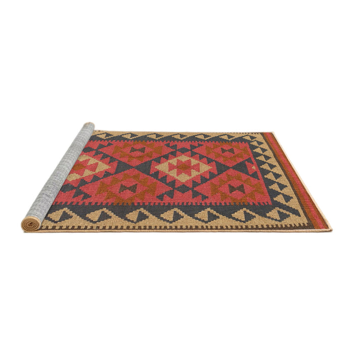 Serging Thickness of Machine Washable Contemporary Red Rug, wshcon1646