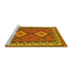 Sideview of Machine Washable Oriental Yellow Traditional Rug, wshcon1646yw
