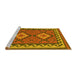 Sideview of Machine Washable Oriental Yellow Traditional Rug, wshcon1646yw