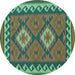 Round Oriental Turquoise Traditional Rug, con1646turq