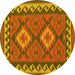 Round Oriental Yellow Traditional Rug, con1646yw