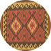 Round Oriental Brown Traditional Rug, con1646brn