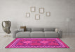 Machine Washable Oriental Pink Traditional Rug in a Living Room, wshcon1646pnk