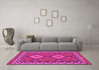 Machine Washable Oriental Pink Traditional Rug, wshcon1646pnk